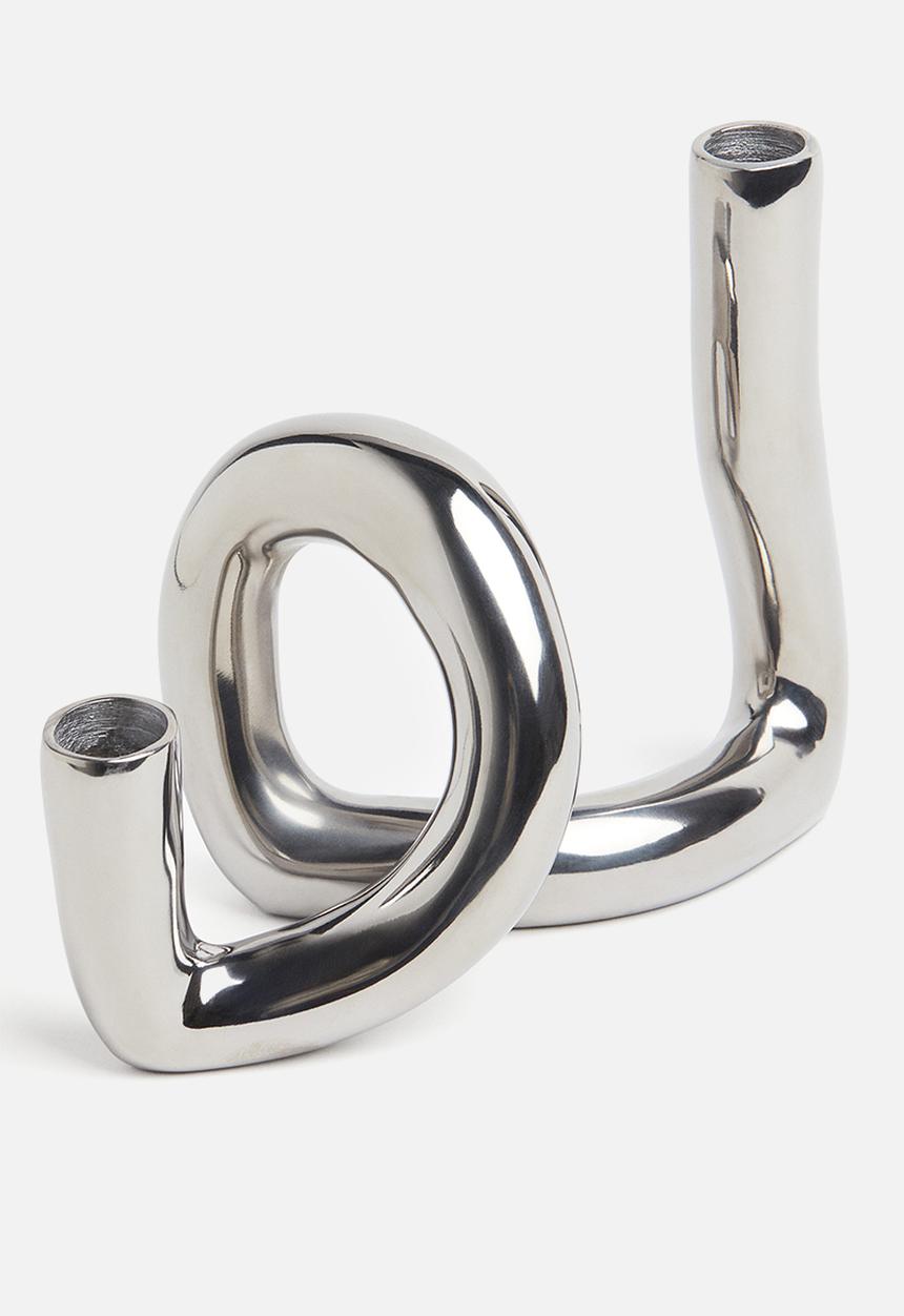H&M - Metal candlestick - silver coloured