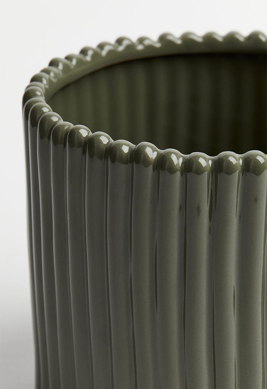 H&M - Large stoneware plant pot - khaki green