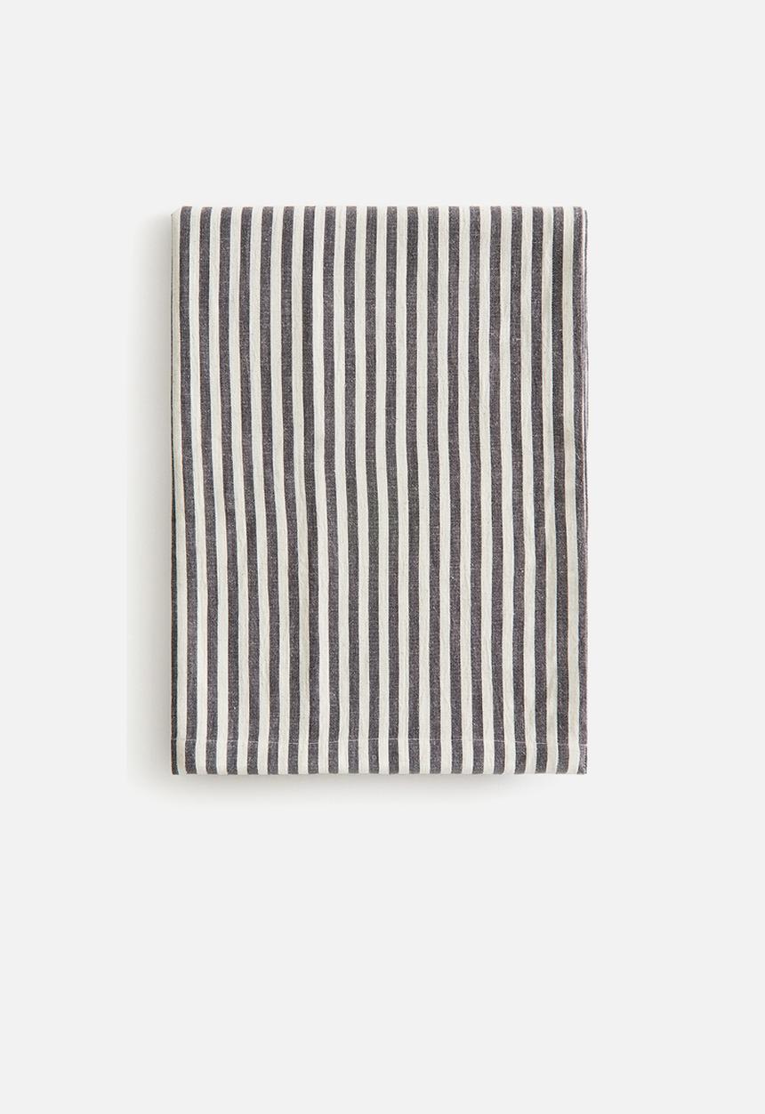 H&M - Cotton-blend tablecloth - dark grey striped