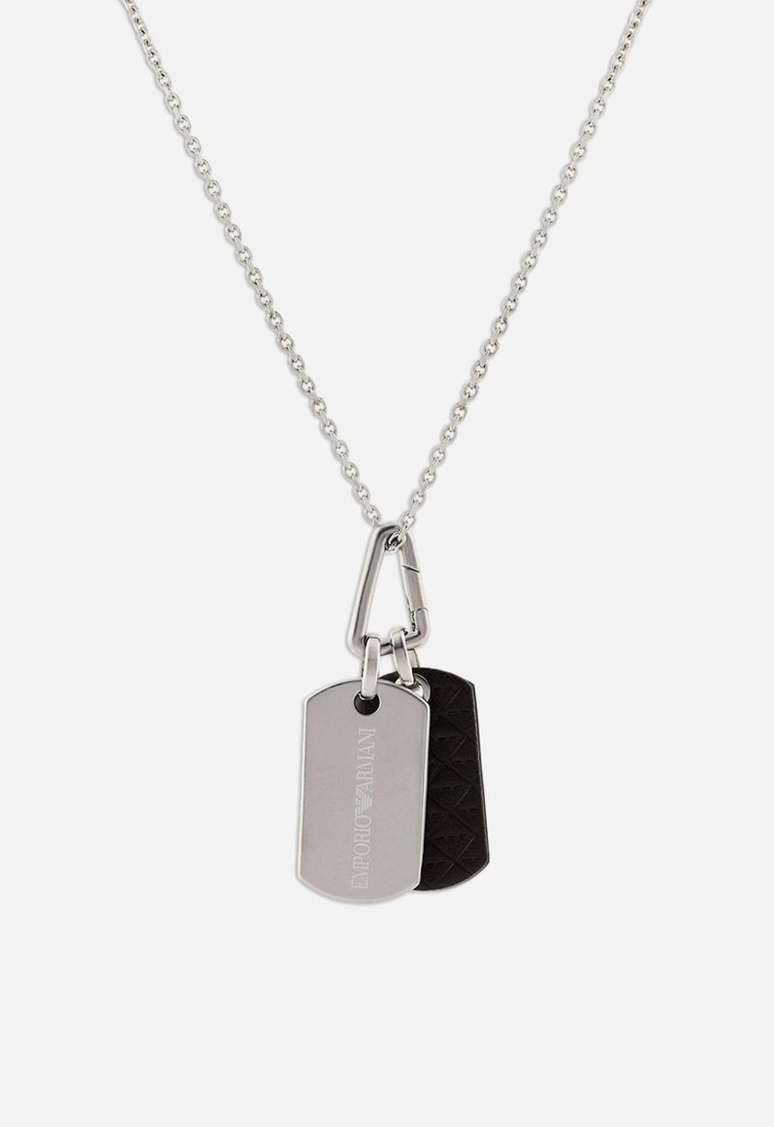 Armani - Dog tag necklace egs3133040- silver & black