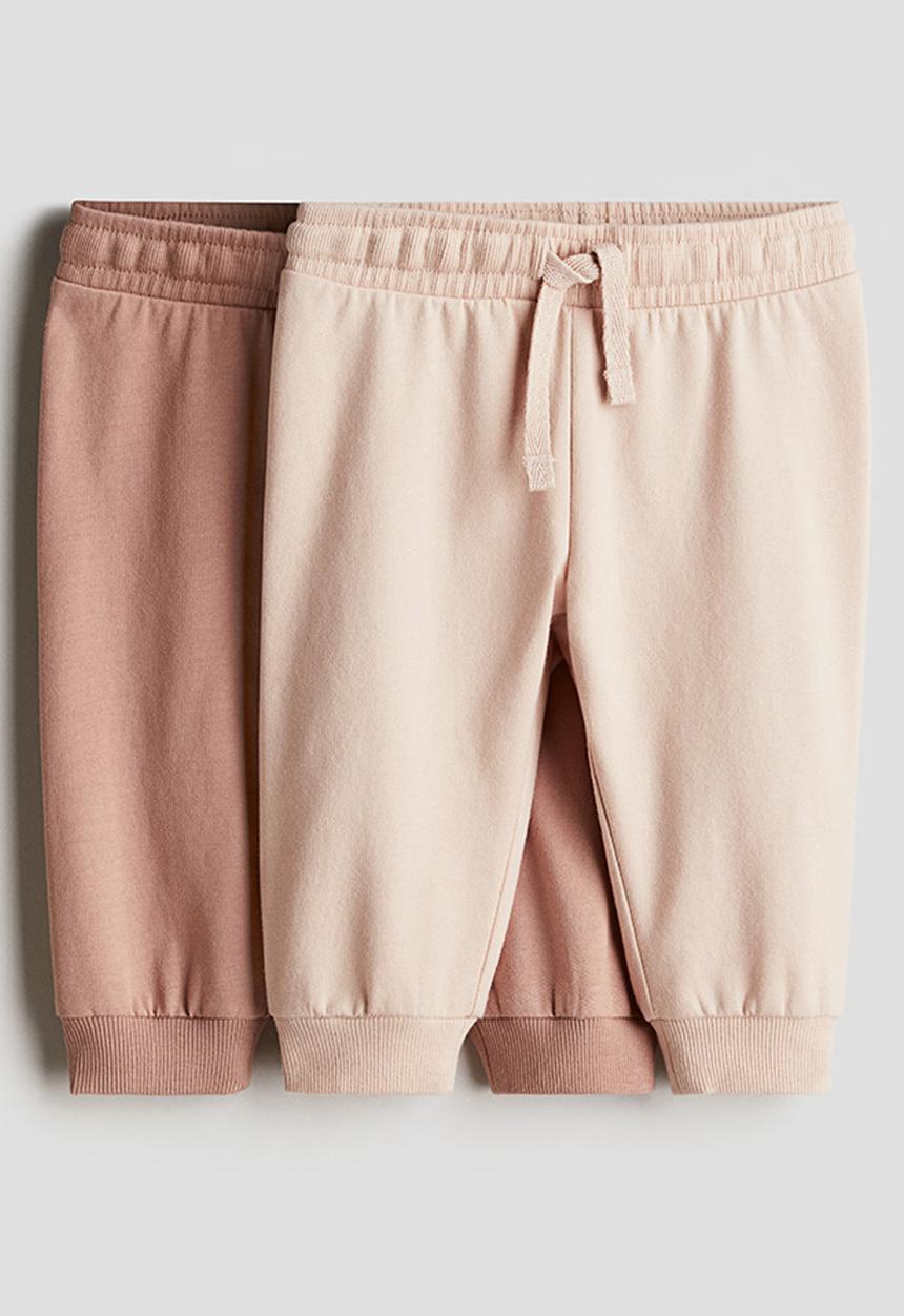 H&M - 2-Pack joggers - dusty pink & light beige 