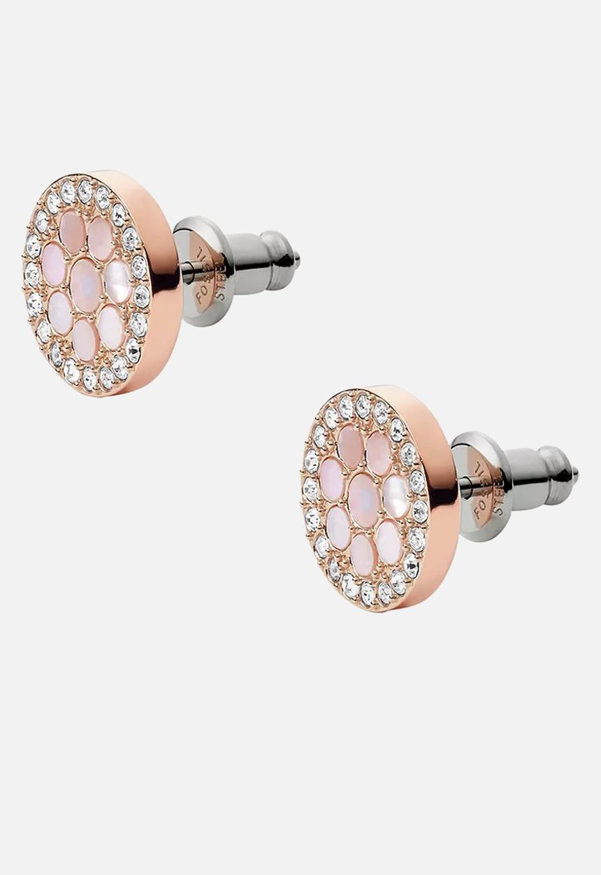 Fossil - Mosaic mother-of-pearl stud earrings- rose gold 