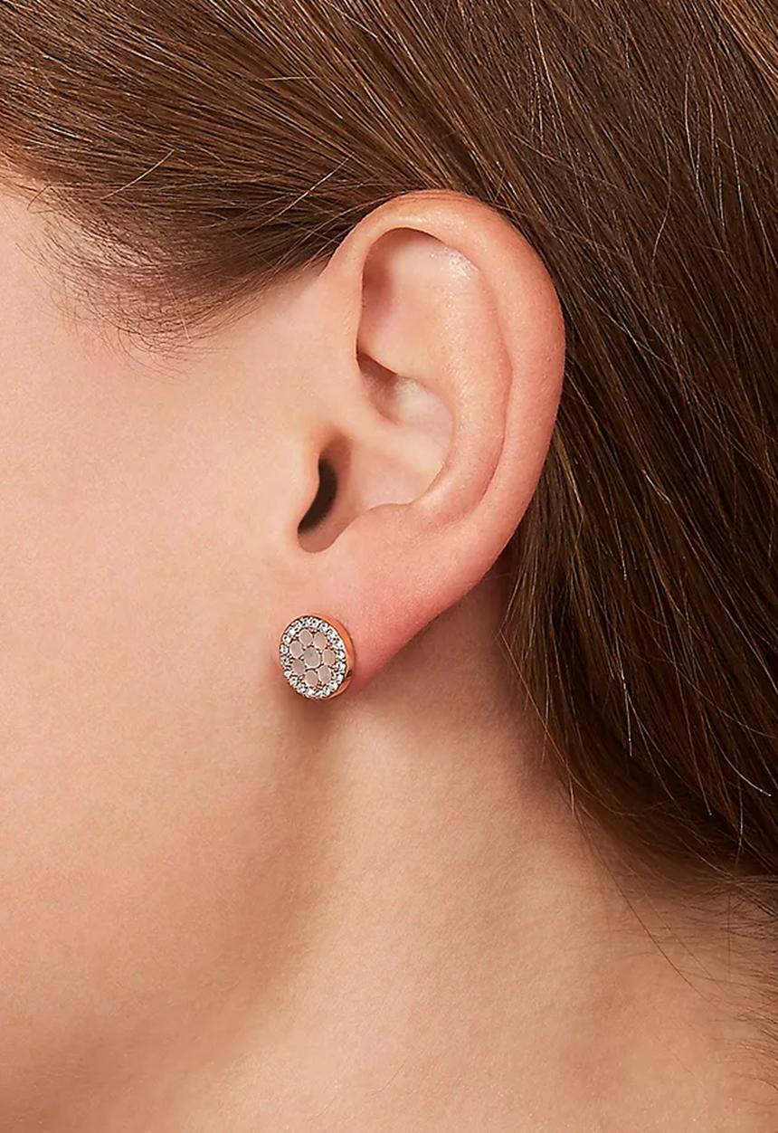 Fossil - Mosaic mother-of-pearl stud earrings- rose gold 