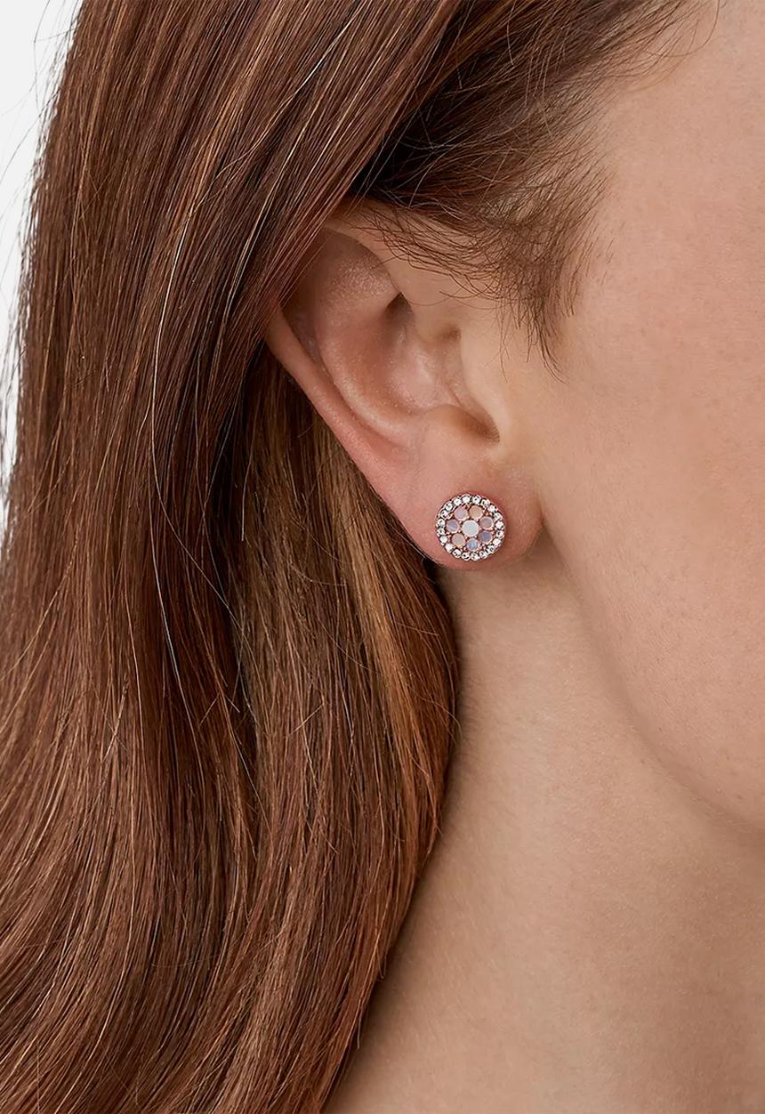 Fossil - Mosaic mother-of-pearl stud earrings- rose gold 