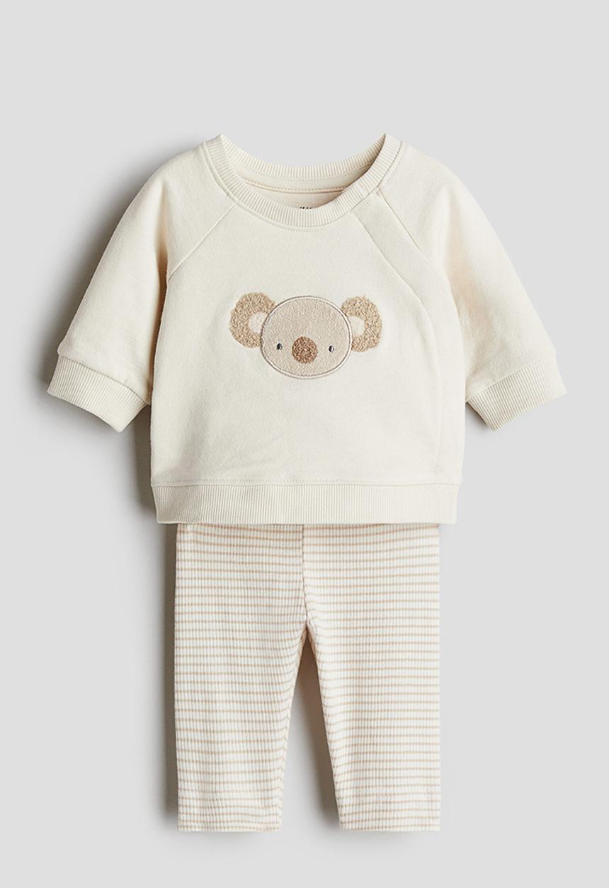 H&M - 2-piece cotton set - beige koala