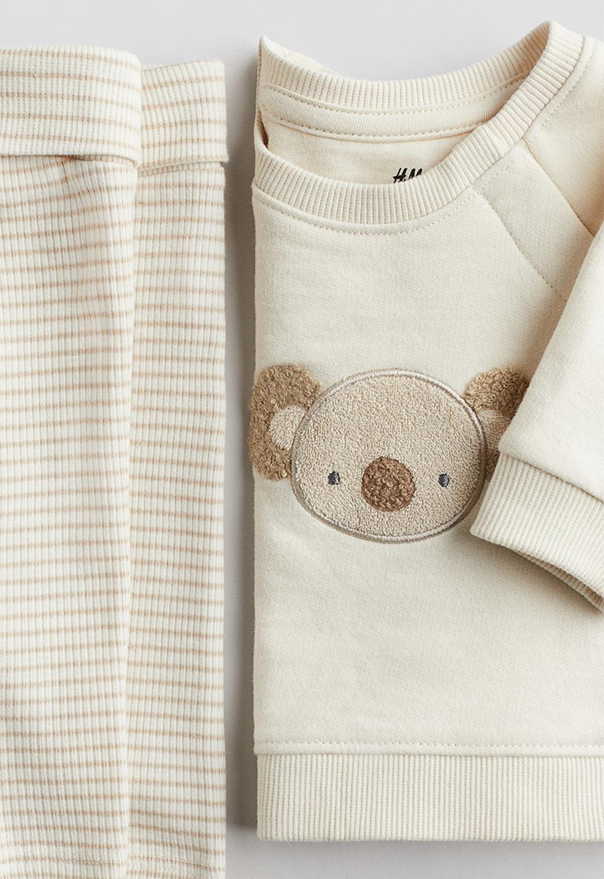 H&M - 2-piece cotton set - beige koala