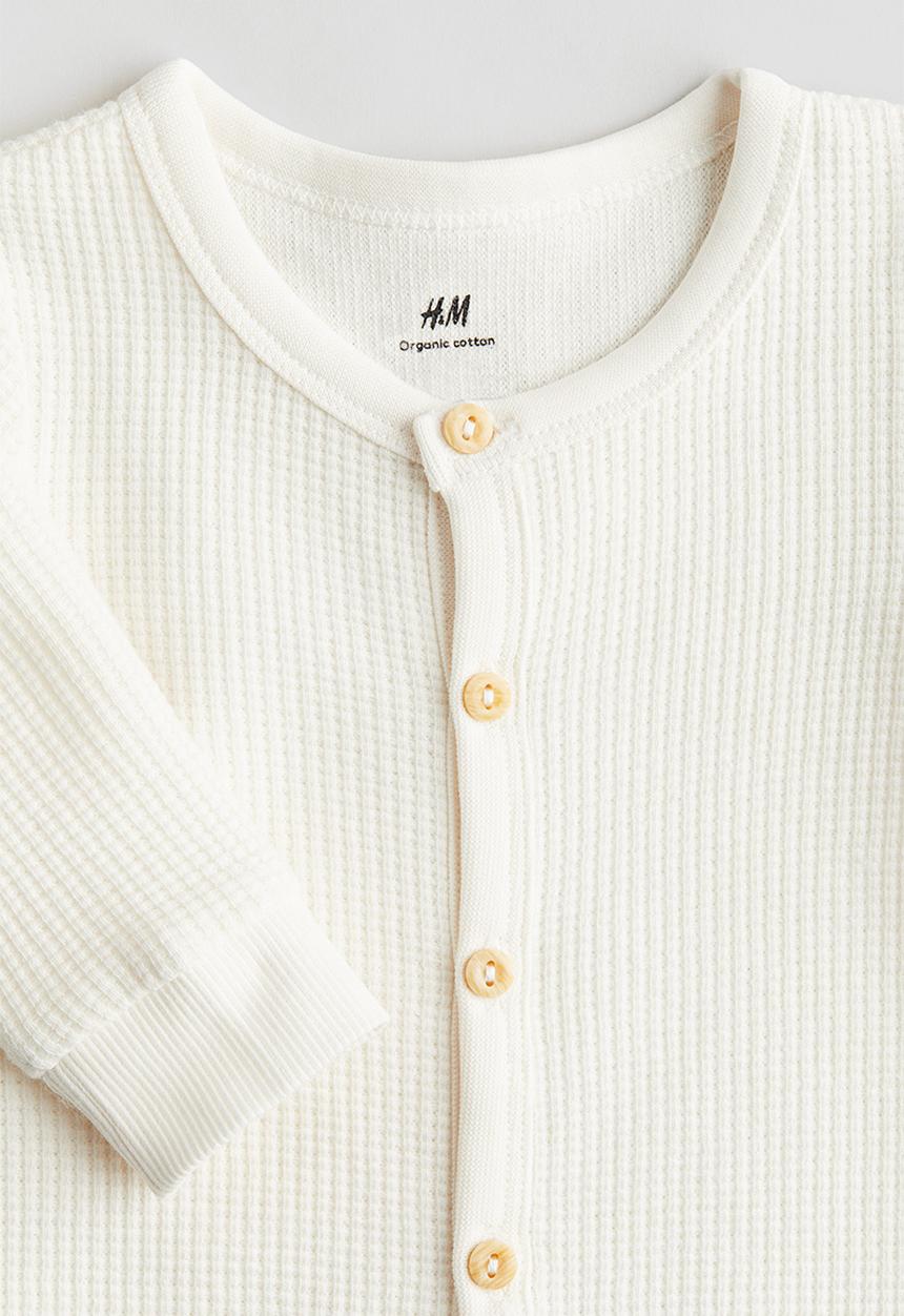 H&M - 2-piece waffled cotton set - cream