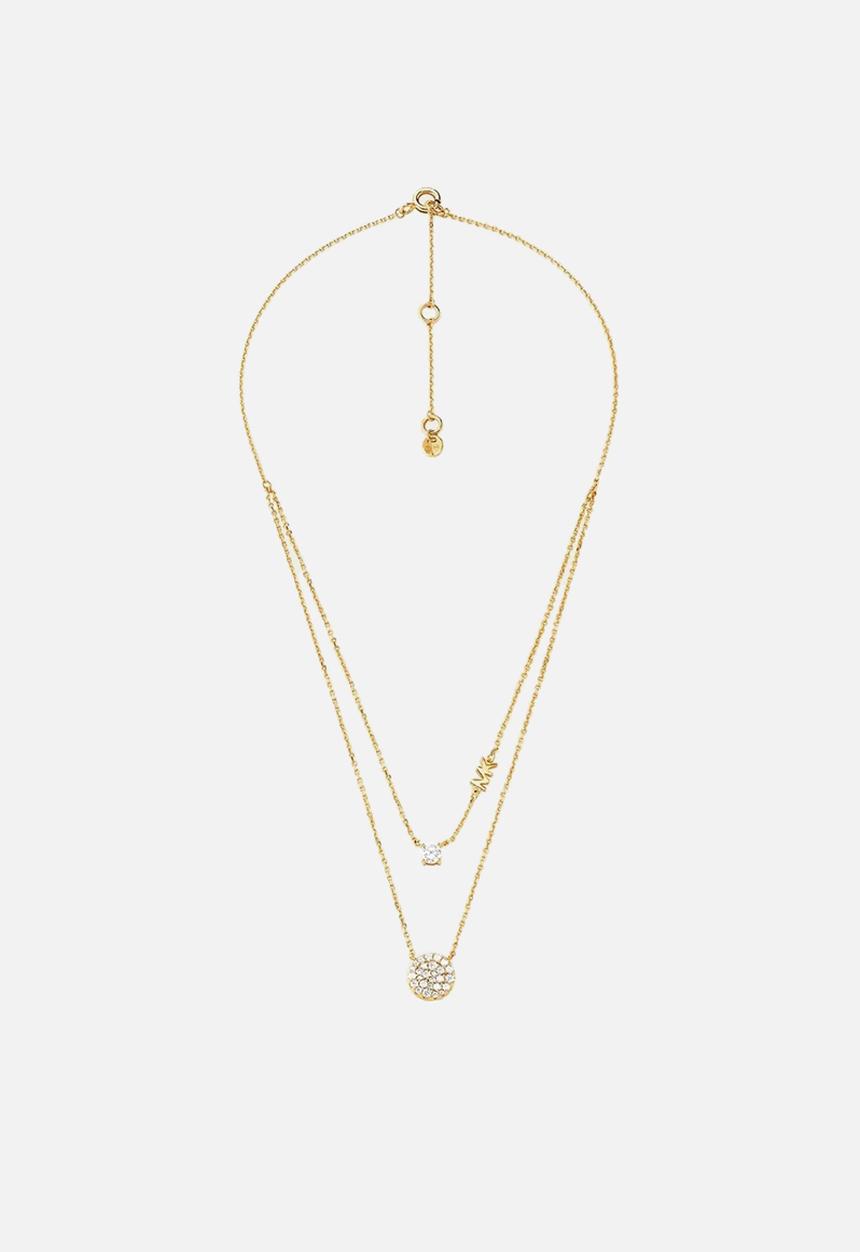 Michael Kors - 14k sterling silver pavé disk necklace - gold plated