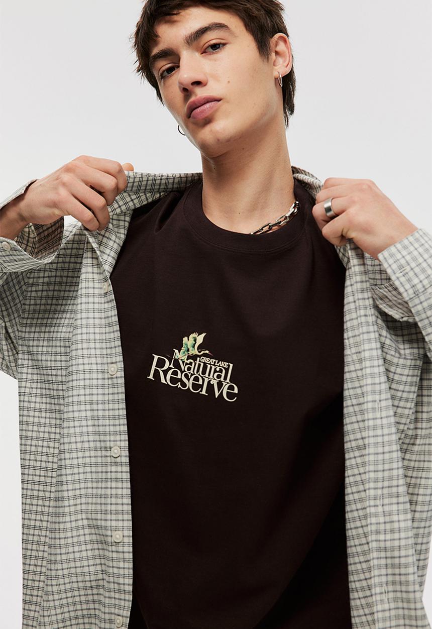 H&M - Loose fit printed t-shirt - brown great lake