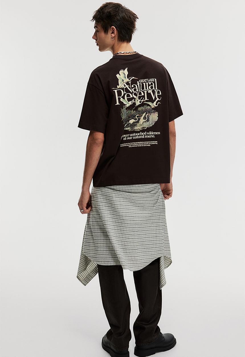 H&M - Loose fit printed t-shirt - brown great lake