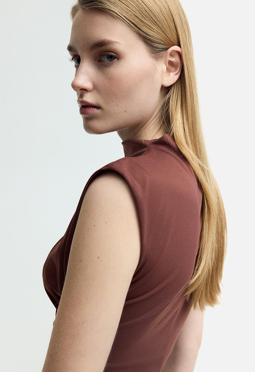 H&M - Draped turtleneck dress - dark brown