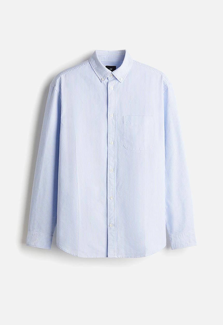 H&M - Regular fit oxford shirt - light blue striped
