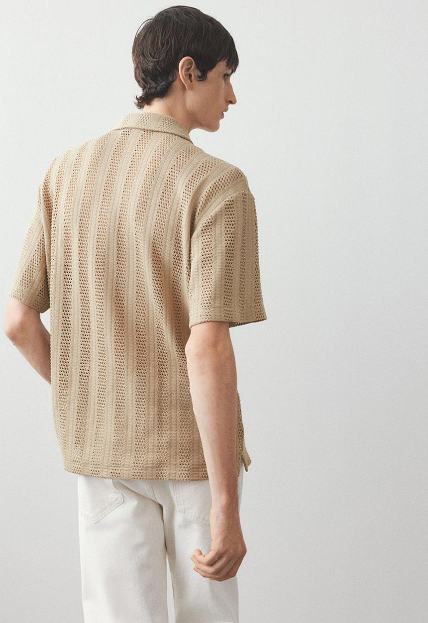 H&M - Regular fit jacquard-knit shirt - dark beige