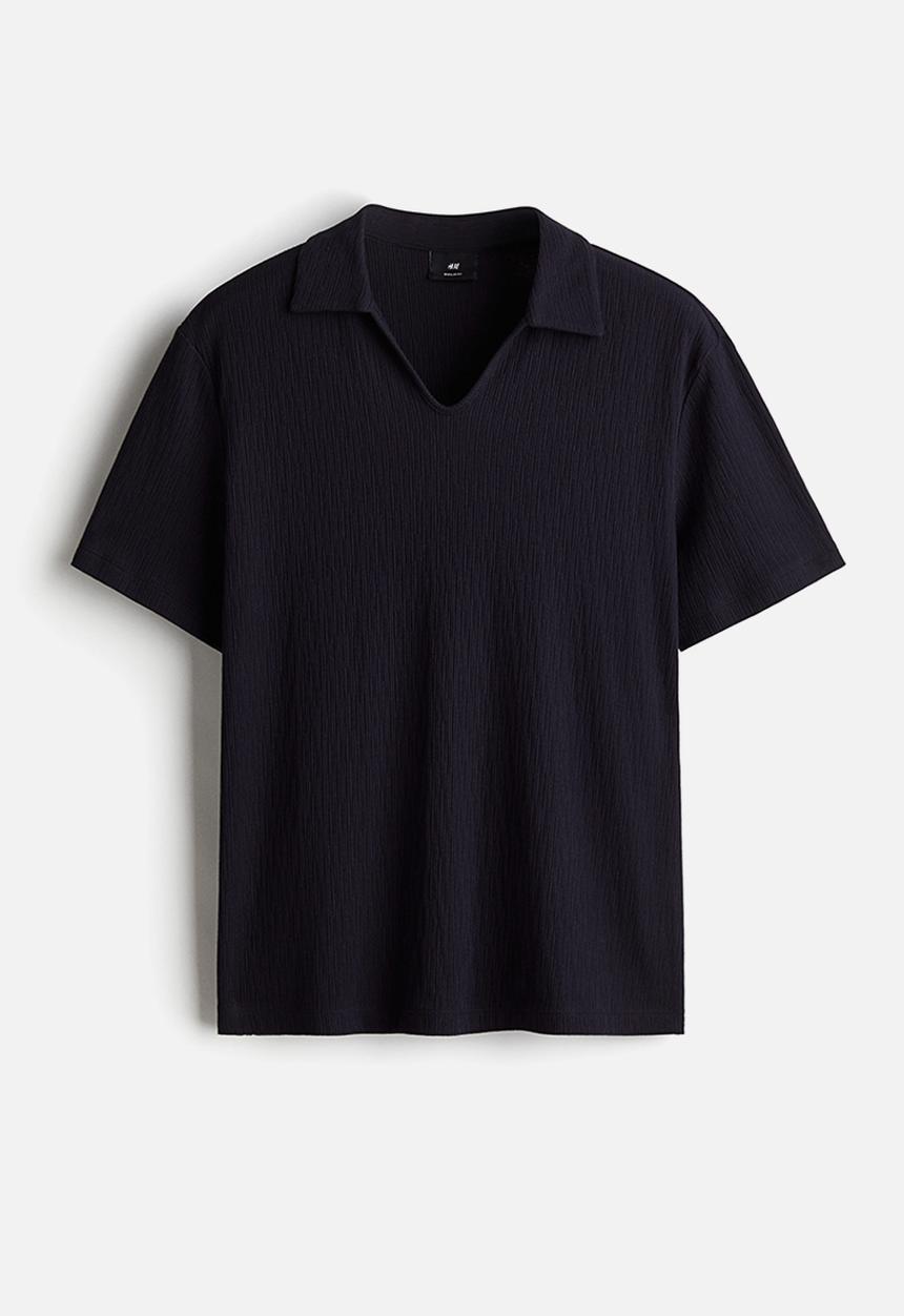 H&M - Regular fit collared t-shirt - navy blue