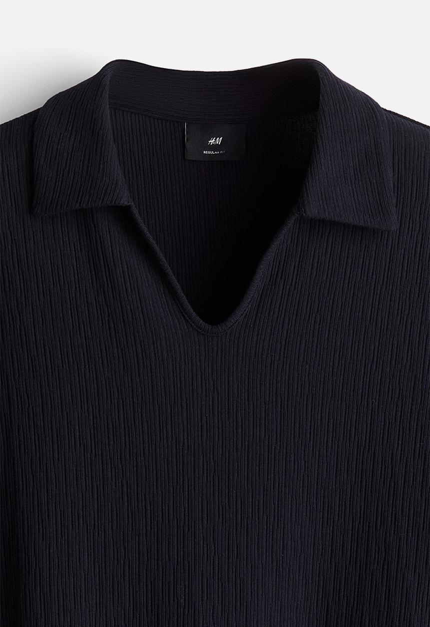 H&M - Regular fit collared t-shirt - navy blue
