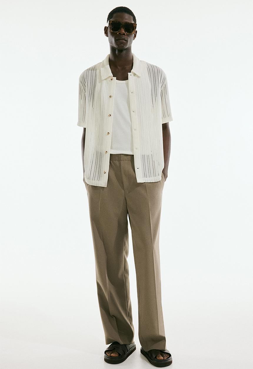 H&M - Regular fit crochet-look shirt - cream