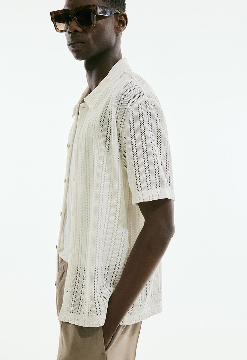 H&M - Regular fit crochet-look shirt - cream