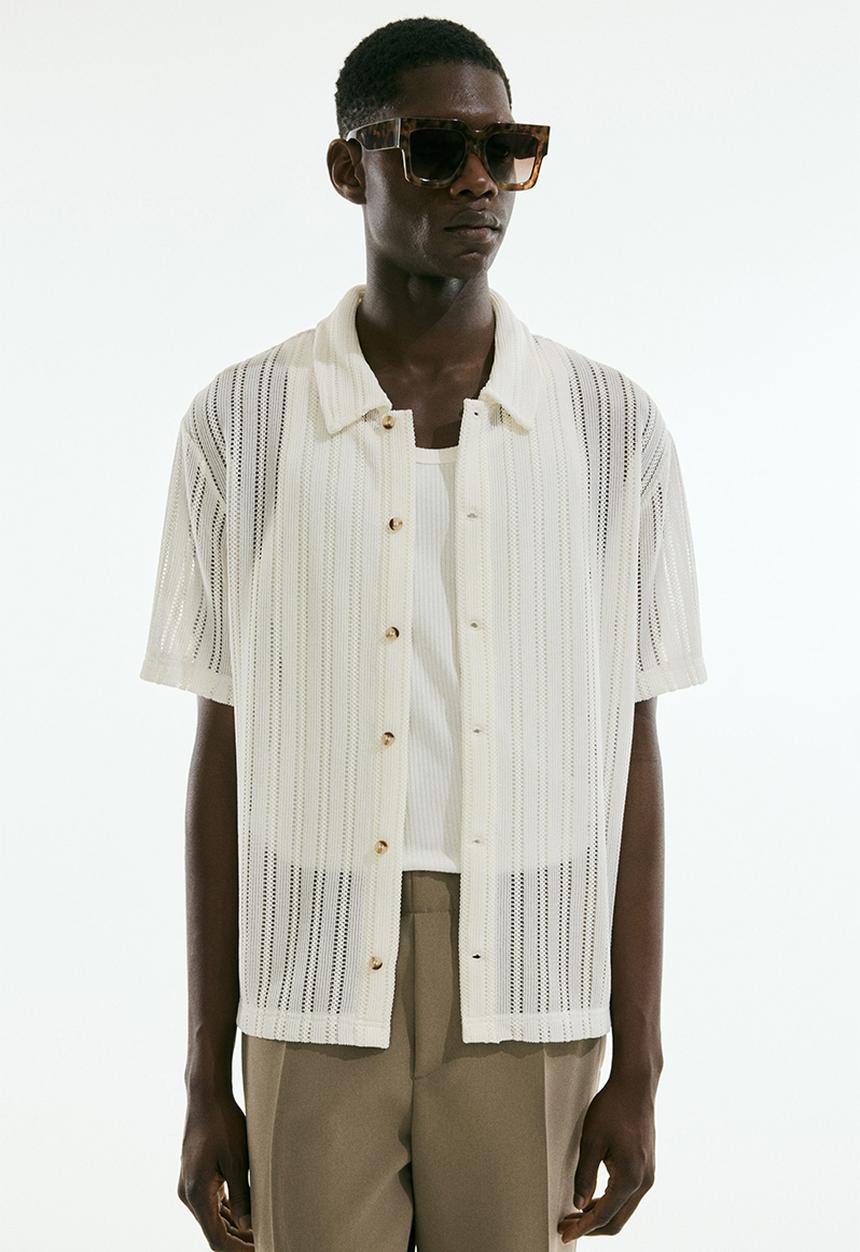 H&M - Regular fit crochet-look shirt - cream