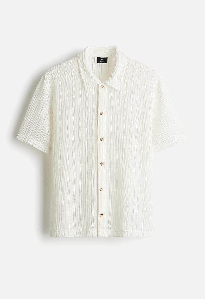 H&M - Regular fit crochet-look shirt - cream