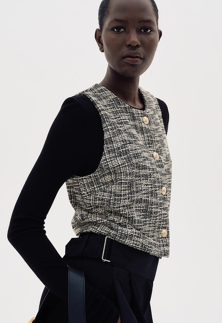 H&M - Bouclé jersey waistcoat - black marl