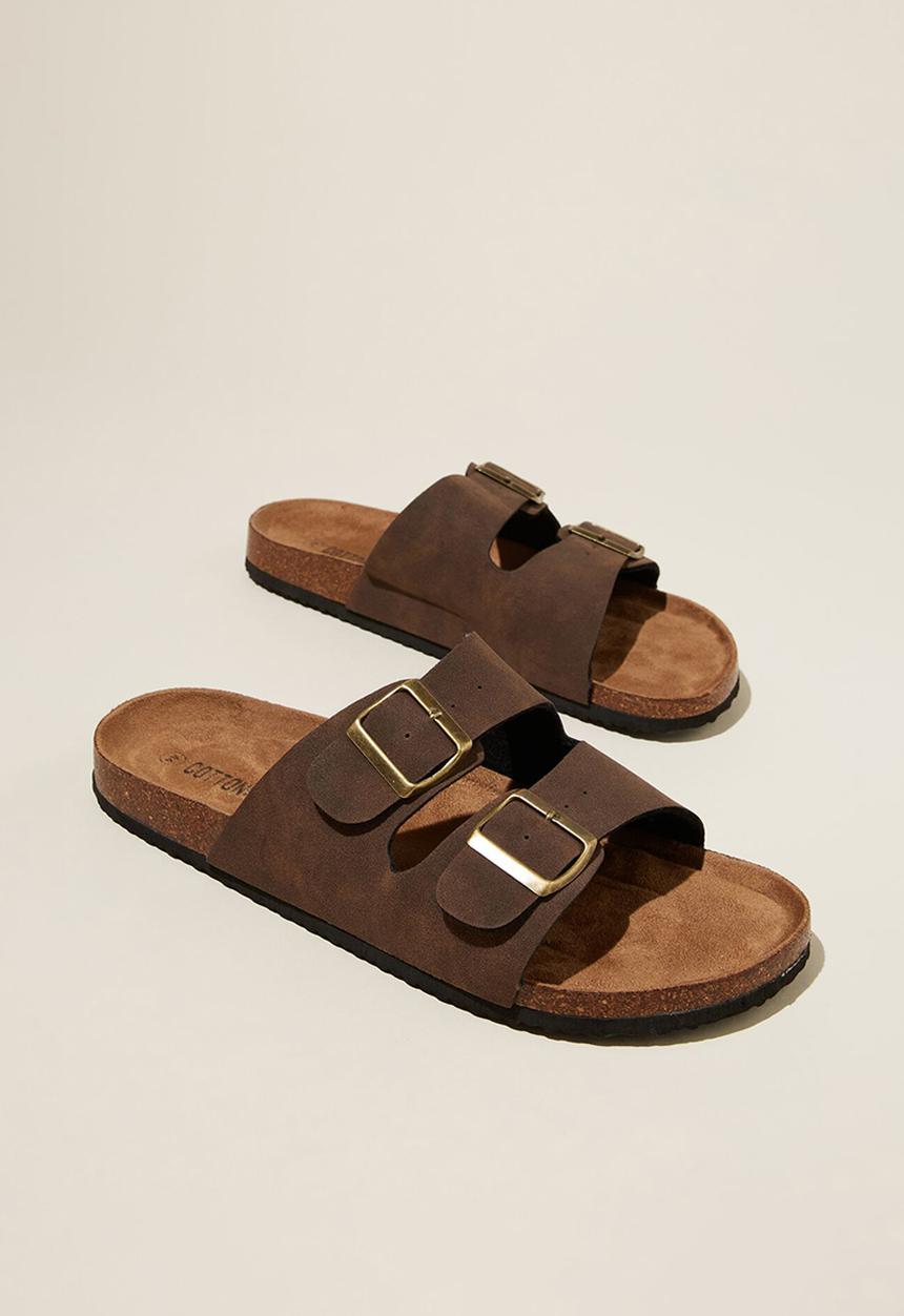 Cotton On - Double Buckle Sandal - Dark Chocolate.