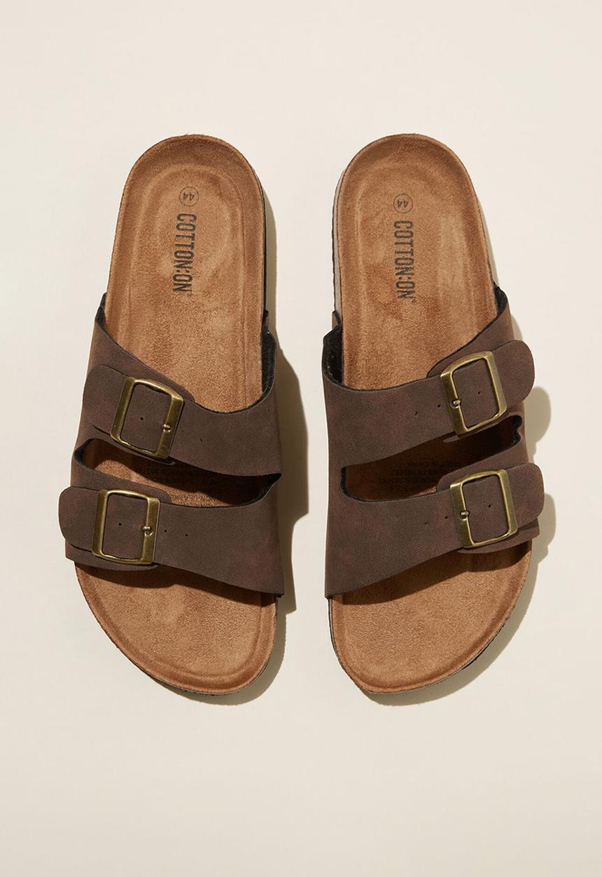 Cotton On - Double Buckle Sandal - Dark Chocolate.
