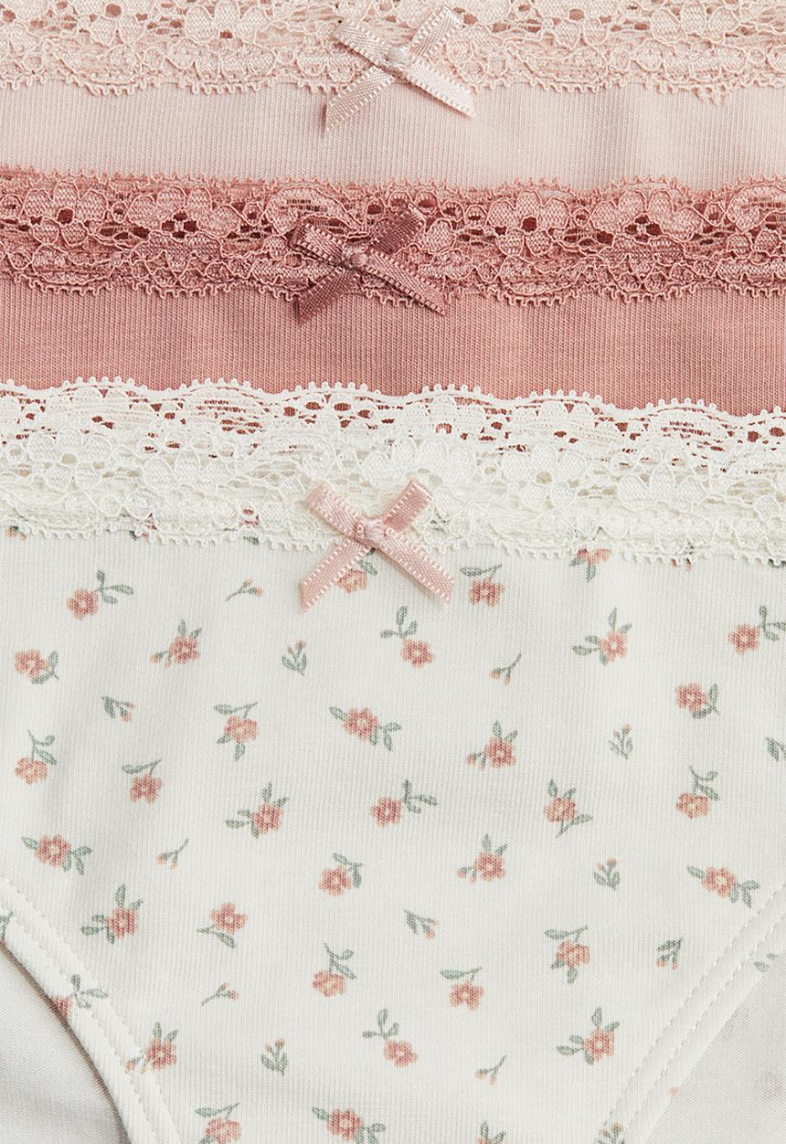 H&M - 3-Pack cotton briefs - dusty pink floral