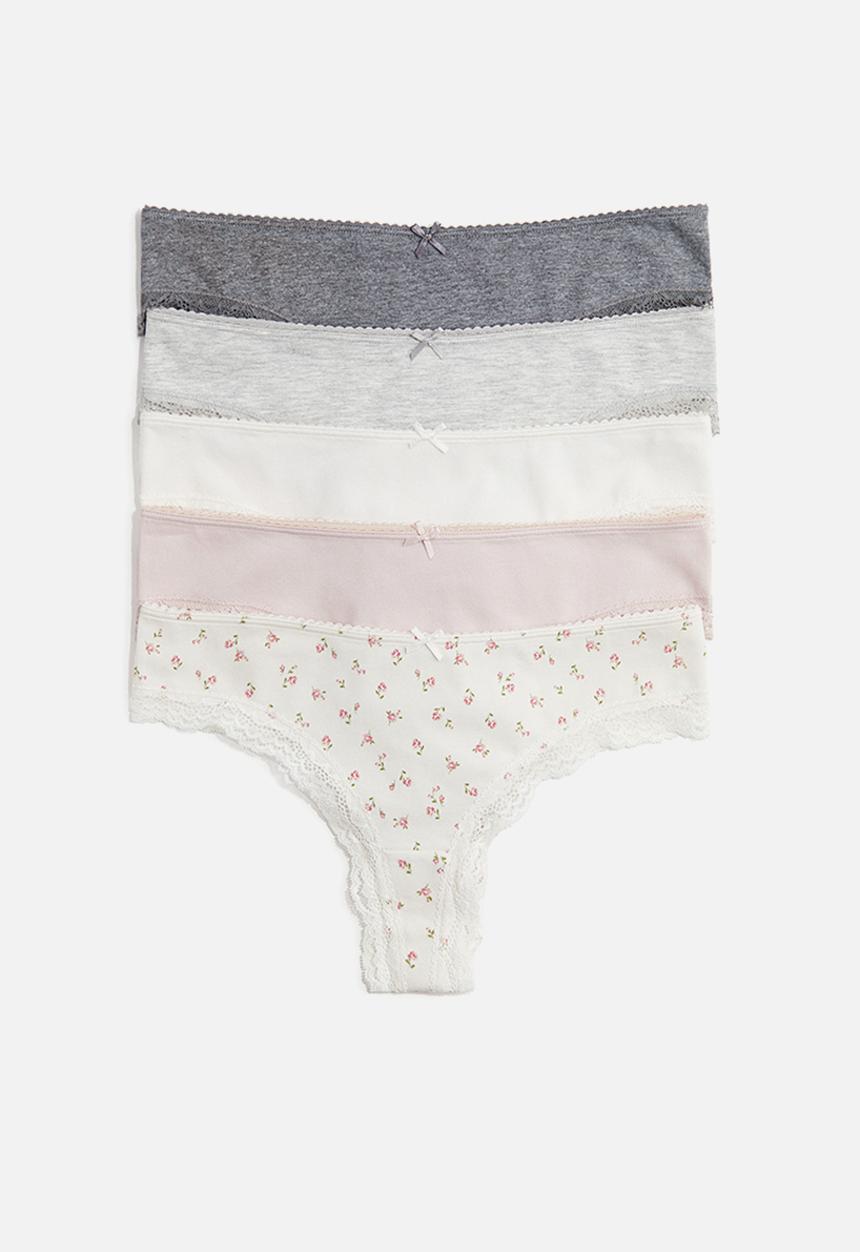 H&M - 5-Pack brazilian briefs - white & pink floral