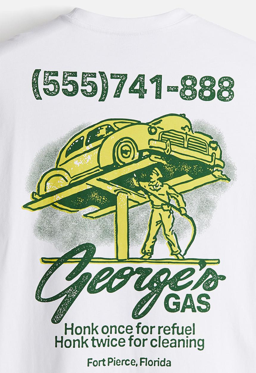 H&M - Loose fit printed t-shirt - white george's gas