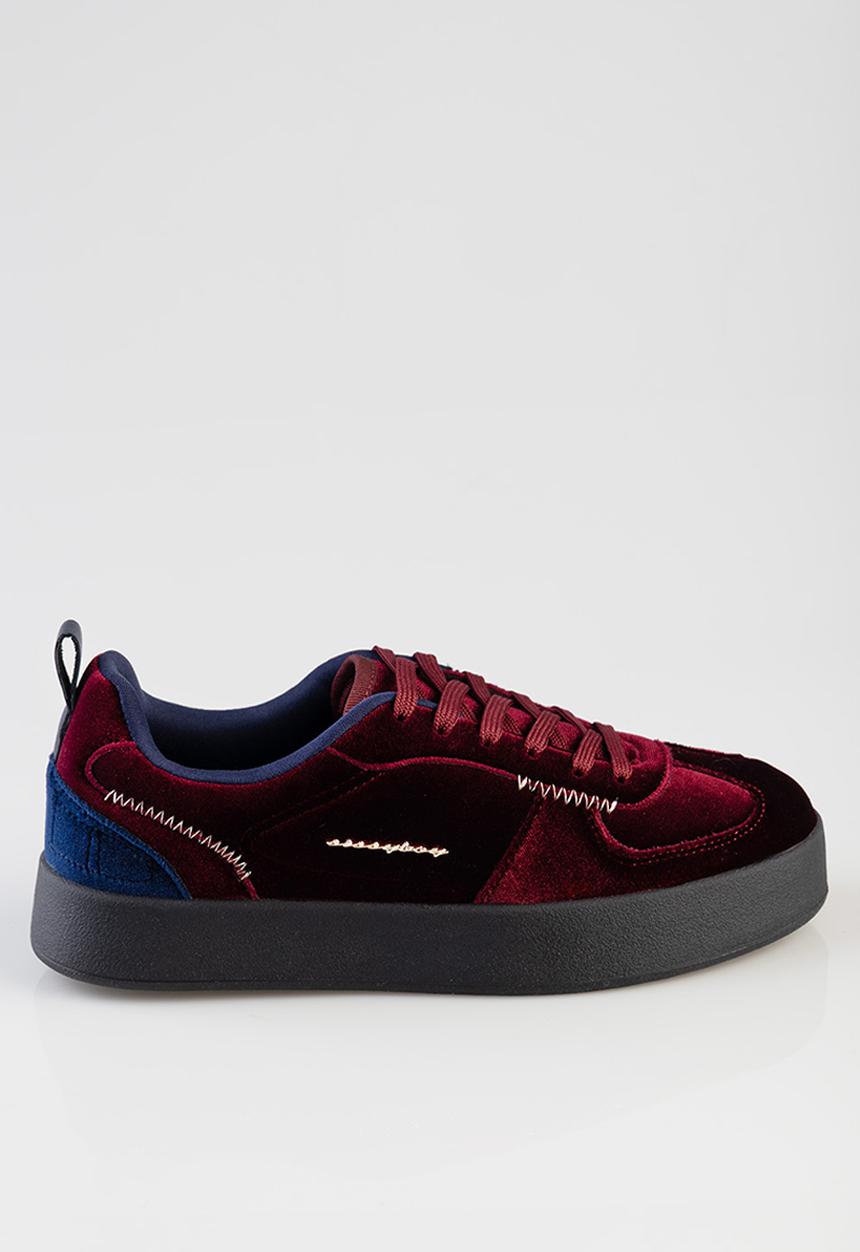 SISSY BOY - Victoria Velvet Platform sneaker - Burgundy 