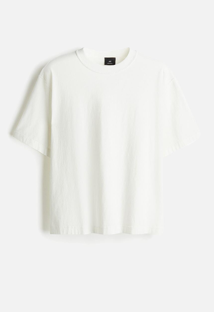 H&M - Boxy fit washed t-shirt - white