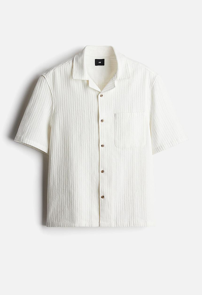 H&M - Regular fit textured resort shirt - white
