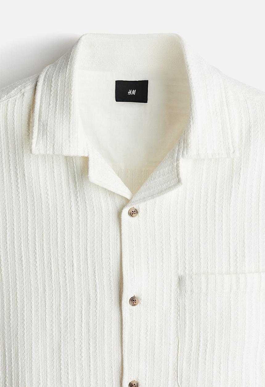 H&M - Regular fit textured resort shirt - white