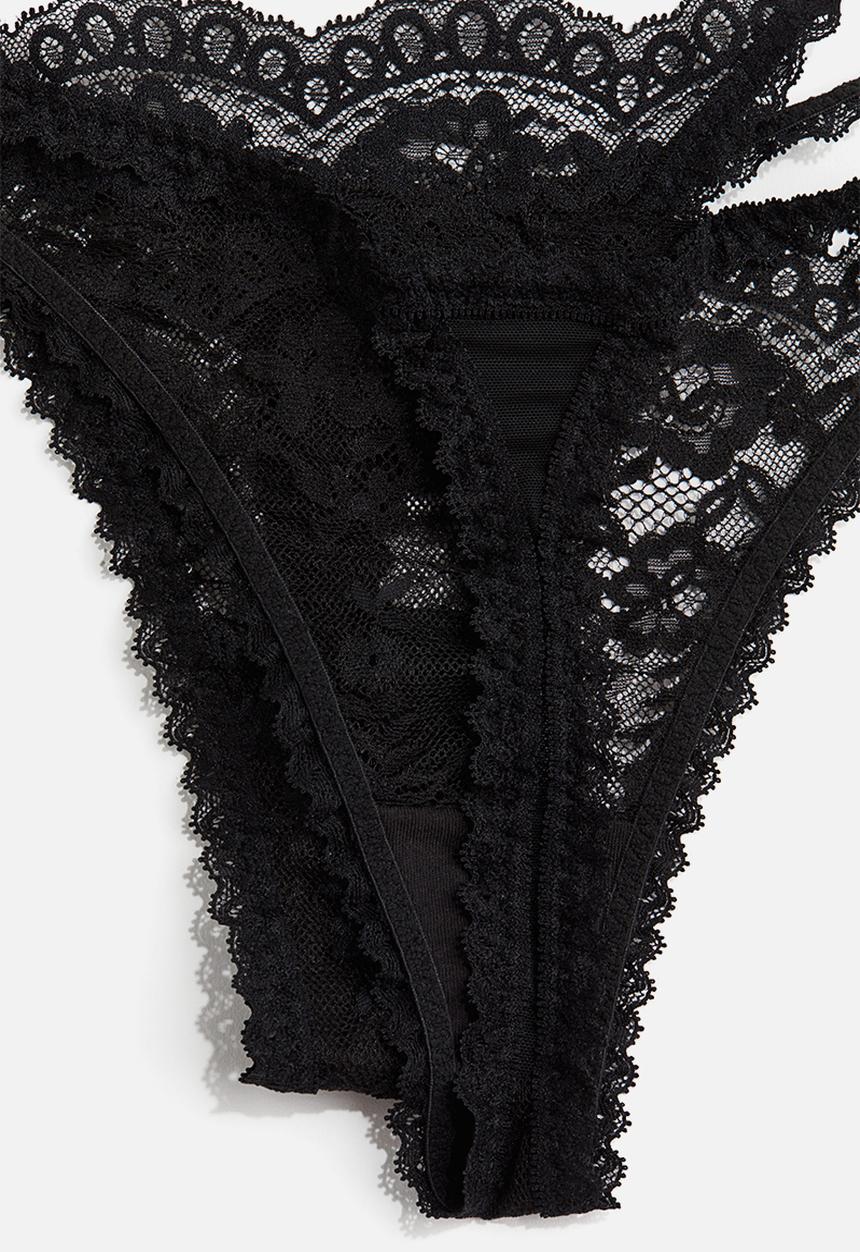 H&M - 2-Pack lace tanga thong briefs - black
