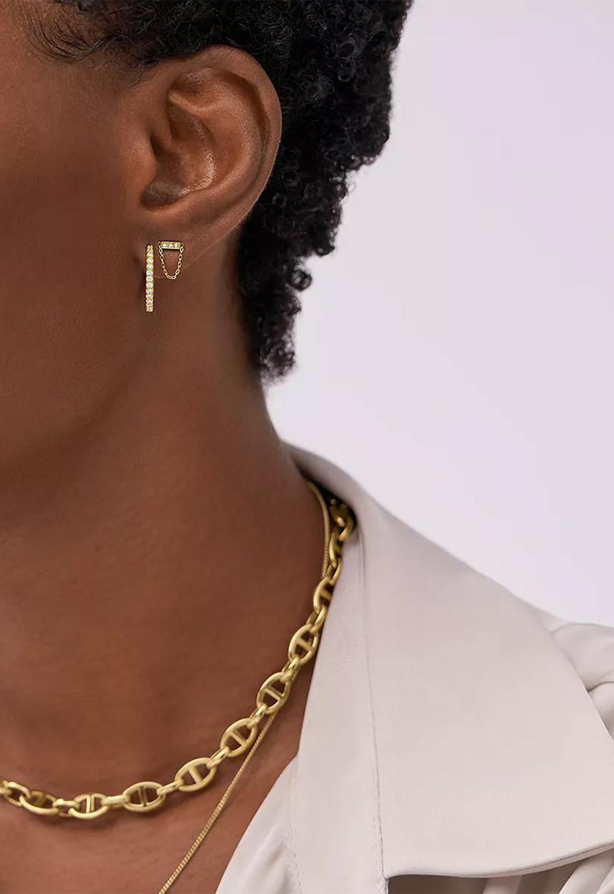 Fossil - Sterling all stacked up sterling hoop earrings - gold