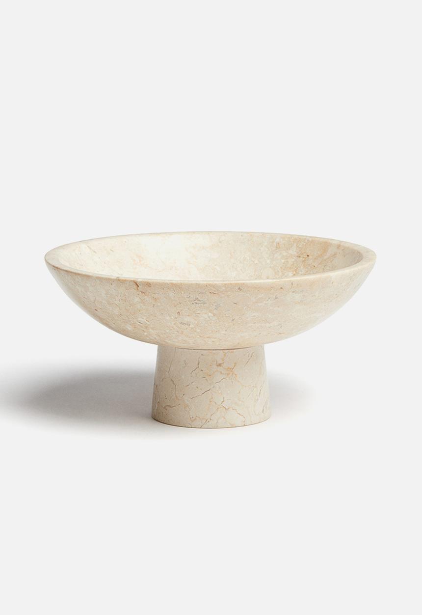 H&M - Large marble pedestal bowl - light beige