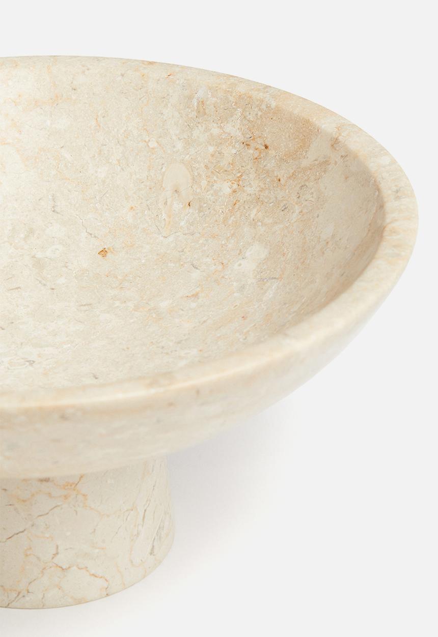 H&M - Large marble pedestal bowl - light beige