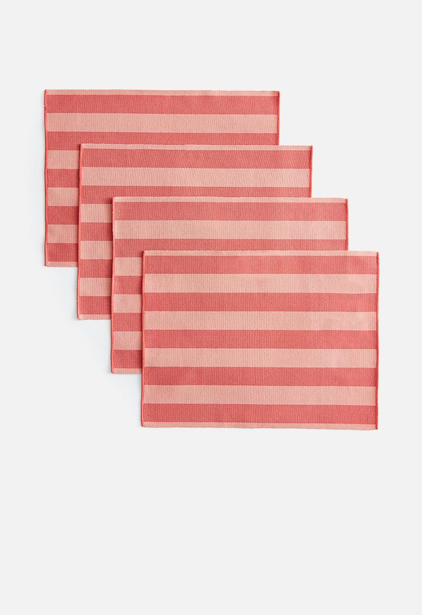 H&M - 4-Pack striped place mats - pink striped