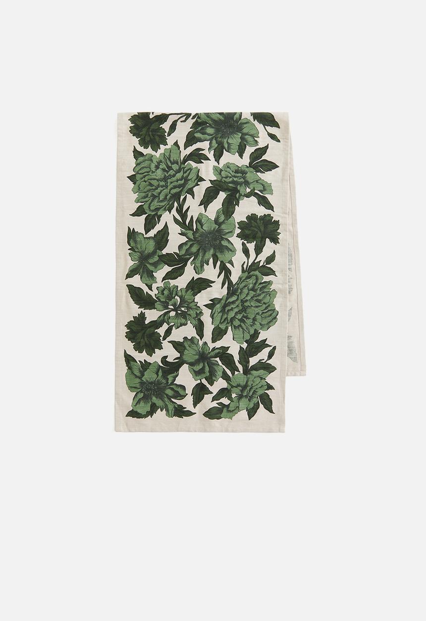 H&M - Patterned table runner - green floral 