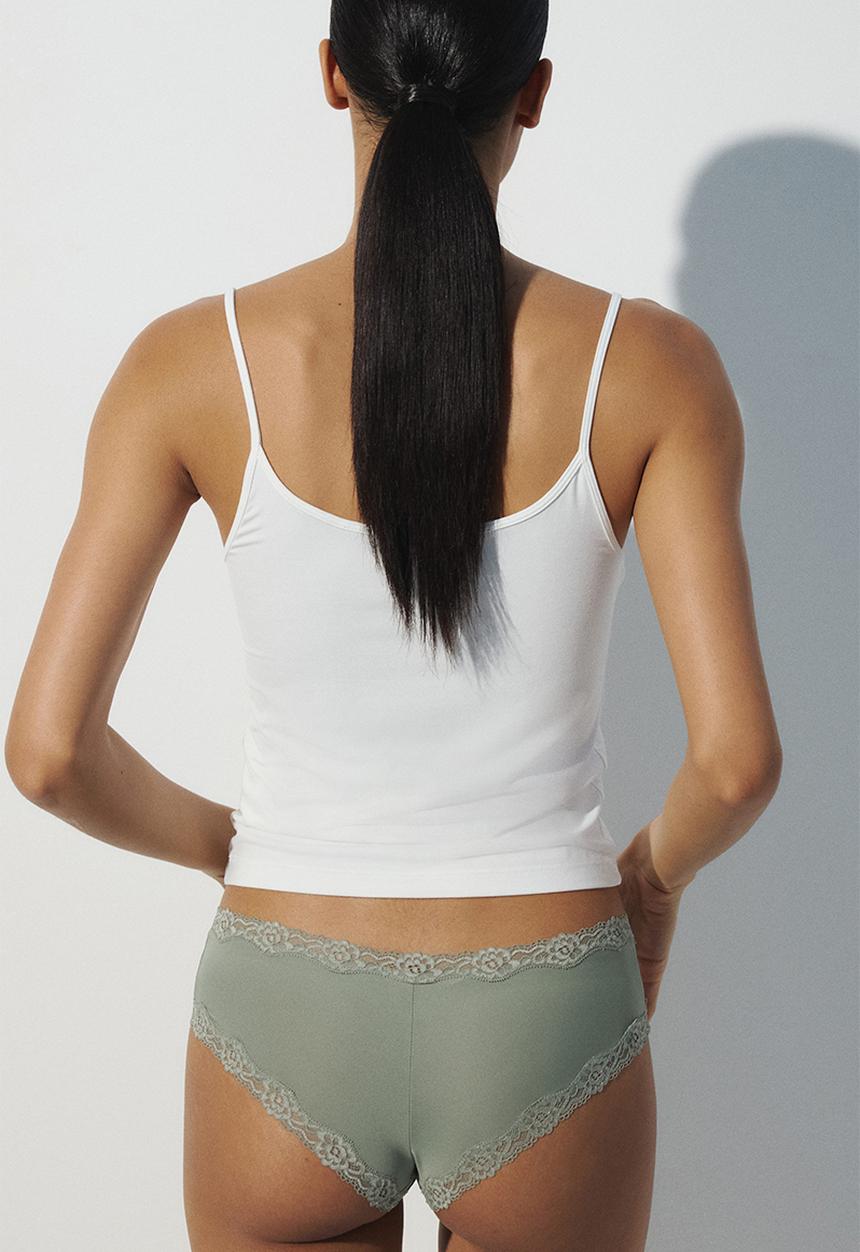 H&M - 3-Pack microfibre and lace hipster briefs - khaki green & grey