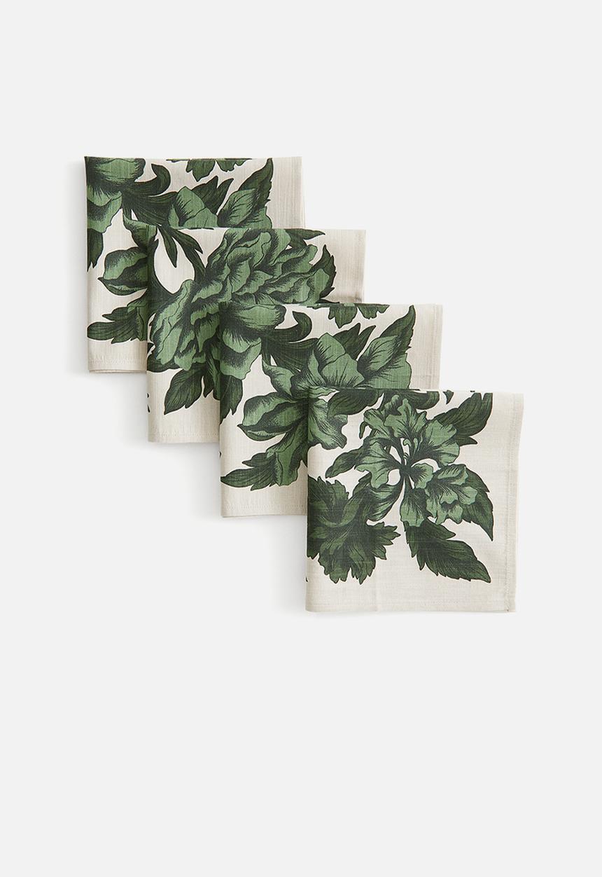 H&M - 4-Pack napkins - green floral