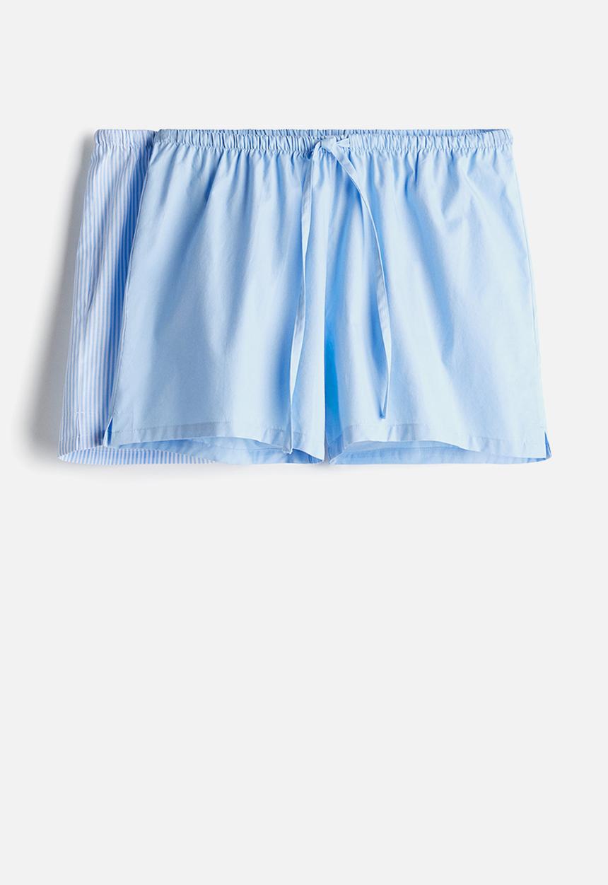 H&M - 2-Pack cotton poplin pyjama shorts - light blue striped