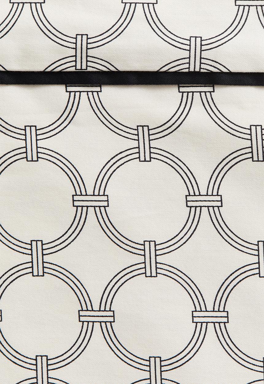 H&M - Cotton sateen double duvet cover set - natural white patterned