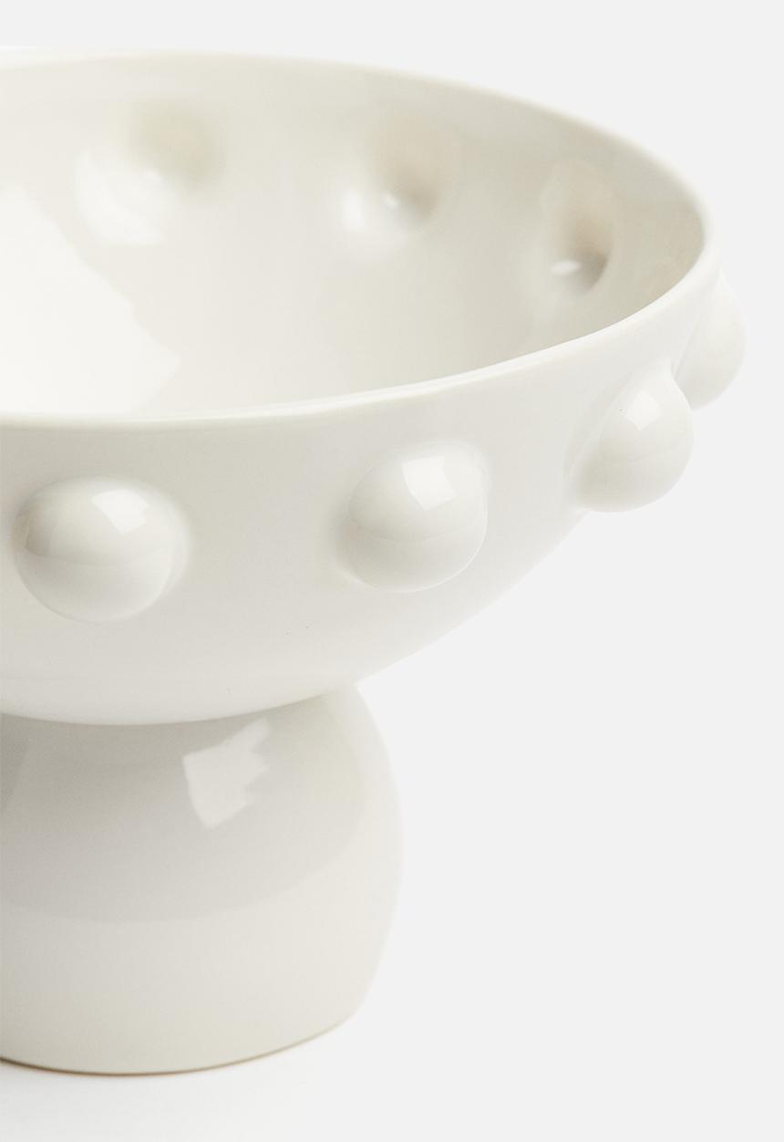 H&M - Stoneware pedestal bowl - white