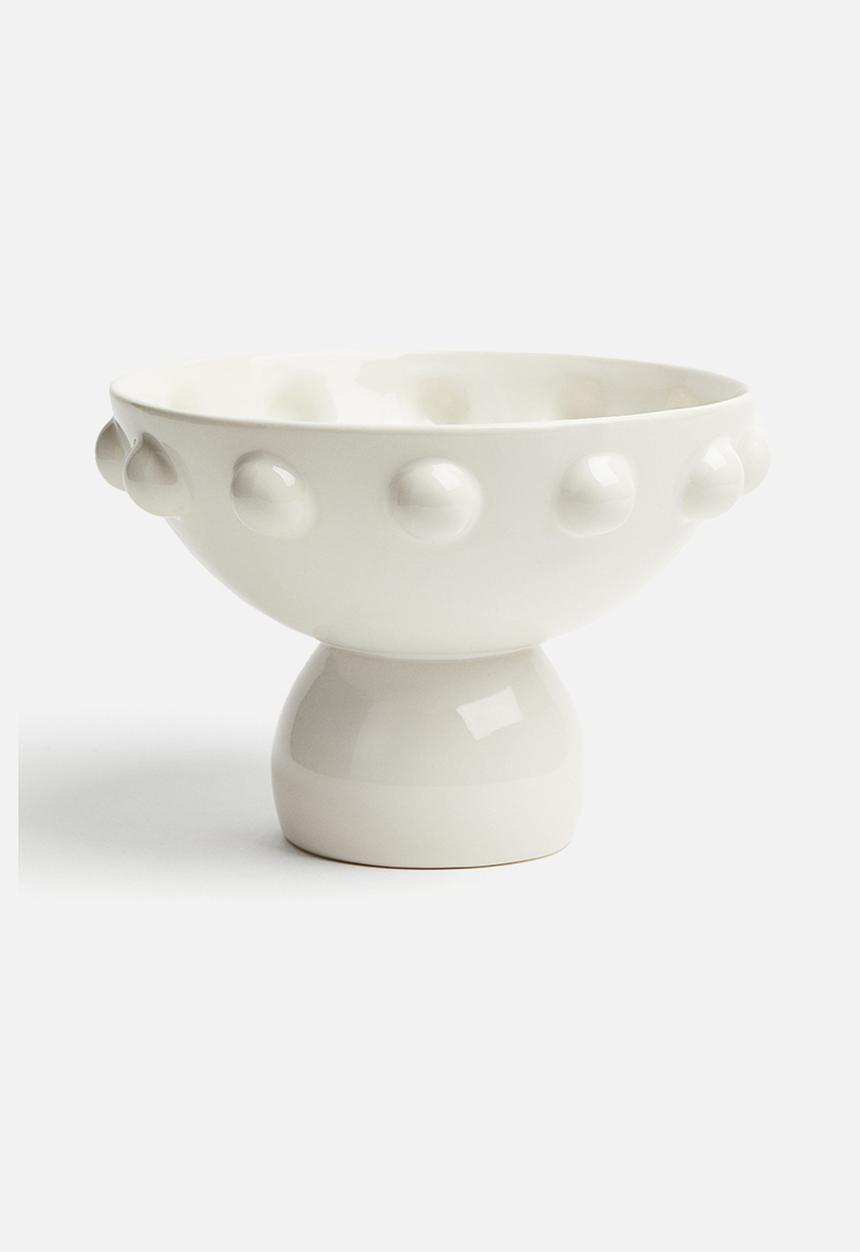 H&M - Stoneware pedestal bowl - white