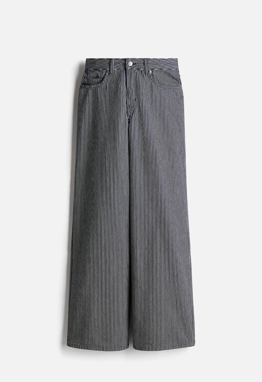 Wide jeans - dark denim blue/striped - 1236903016