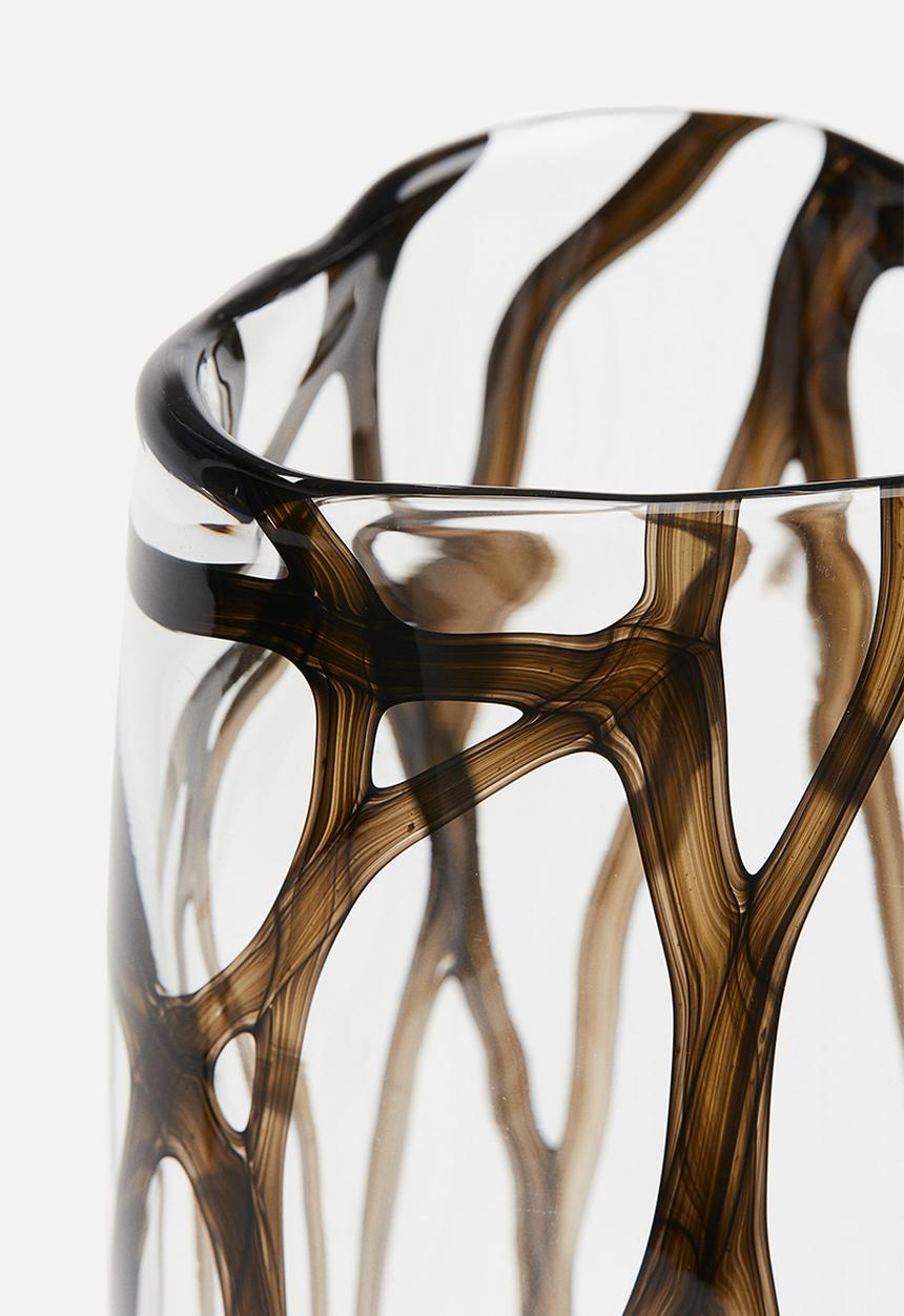 H&M - Large glass vase - clear glass black 