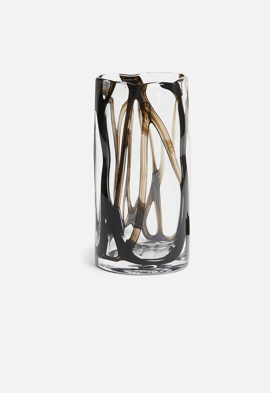 H&M - Glass vase - clear glass black 