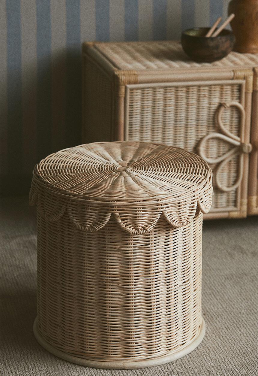 H&M - Handmade rattan storage stool - beige