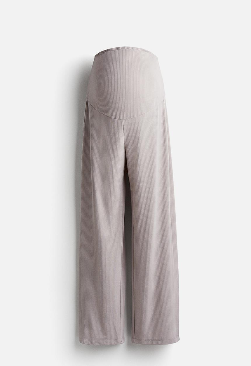 H&M - Mama ribbed trousers - light greige